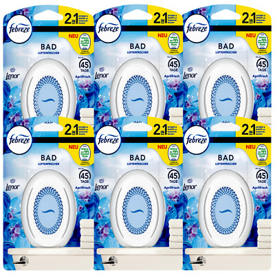 6 x Febreze Lufterfrischer Bad u. WC Raumduft Duftspender - Aprilfrisch