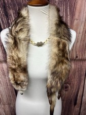 VTG 2-Pelt Full Body Mink Wrap Stole 2 Full Body Pelts with Clasp 42" Long