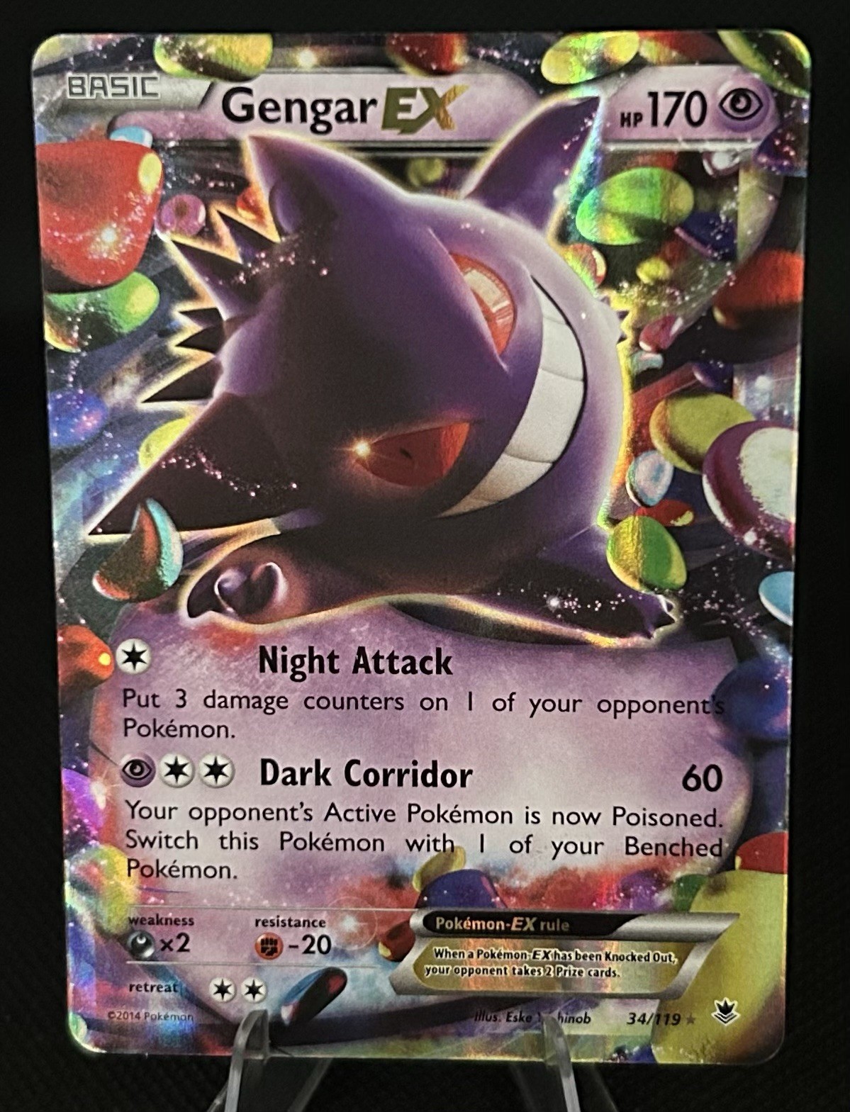 Pokémon Gengar EX TCG Card Phantom Forces Ultra Rare Holo, 34/119 NM