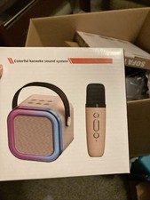 Mini Karaoke Machine BLUE Portable Sound System Bluetooth Speaker  Microphone