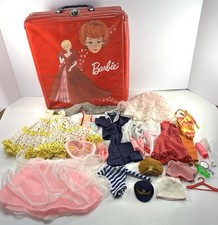 Rare Vintage 1964 Mattel Barbie Doll Red Trunk Case With Clothes  Accessories