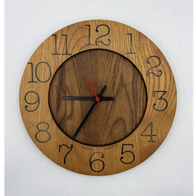 Elgin Quartz Brown Wood Hanging Wall Clock