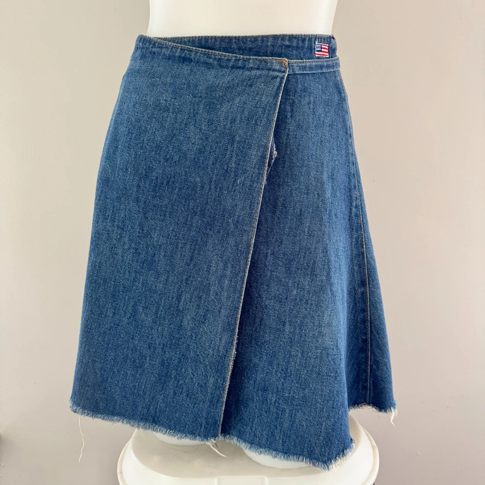 Minifalda envolvente de mezclilla UFO JEANS vintage de los años 70 parche bandera estadounidense de Nueva York EE. UU. Foto 2 de 4