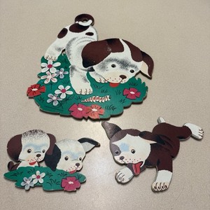 Vintage 3pc Set Poky Little Puppy Fiberboard Wall Art Western Publishing Co