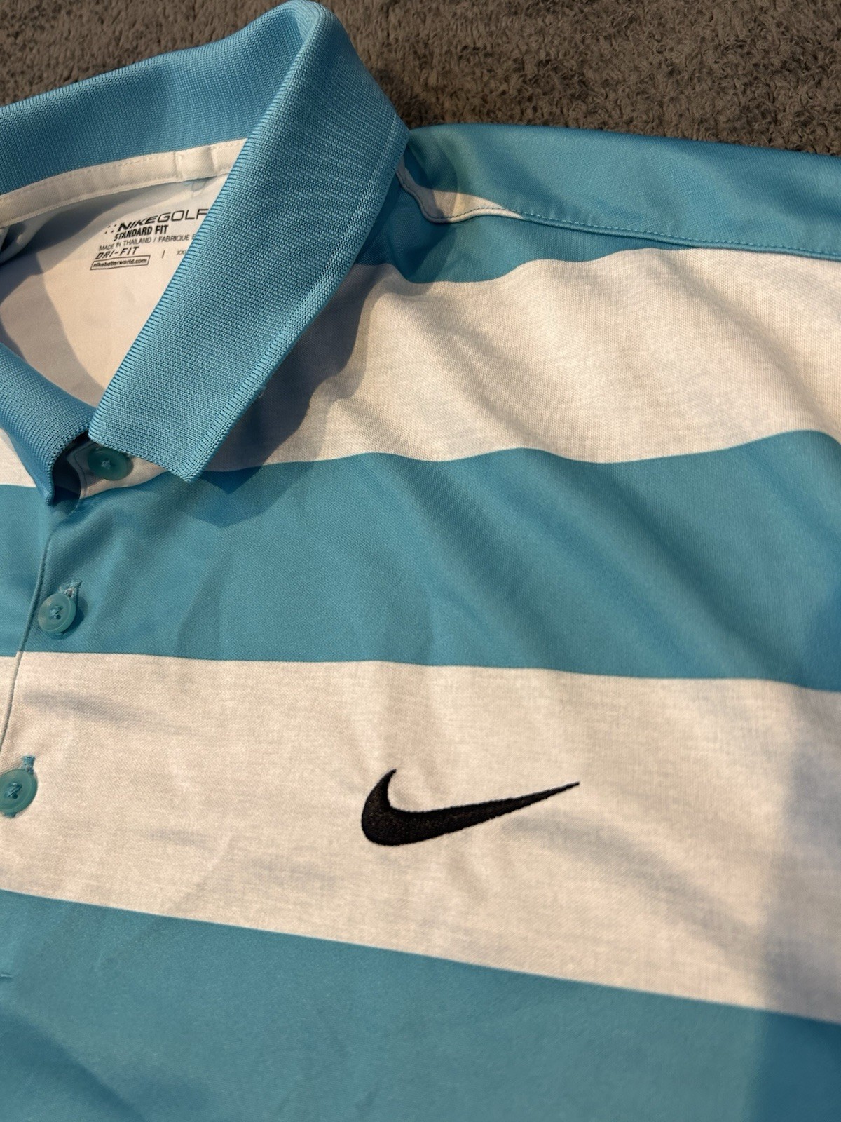 Nike Golf Dri-Fit 100% Polyester Striped Performance Polo Shirt Men's XXL Preppy thumbnail 2