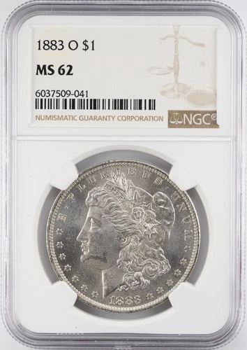 Certified 1883-O Morgan Silver Dollar NGC MS62 $1