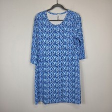Lulu B Women's Dress Size Large Blue 3/4 Sleeve UPF Stretch Knee Length