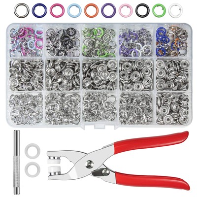 CHEPULA Craftsmanship DIY 200 Sets Metal Snaps Buttons with Fastener Pliers P...