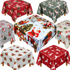 Christmas Tablecloth PVC Vinyl Oilcloth Wipe Clean 140cm Wide By The Metre