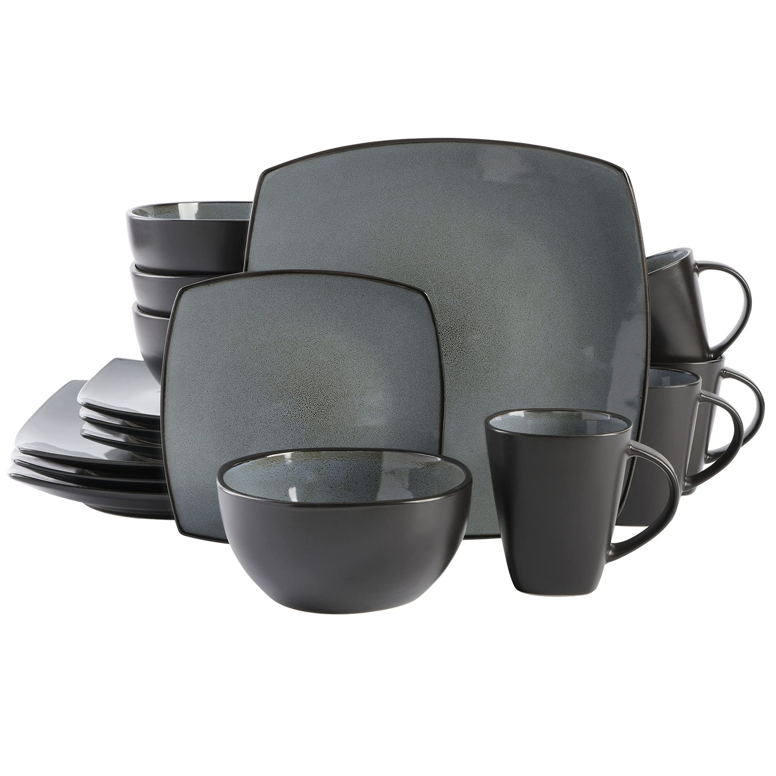 Stoneware Dinnerware Set Service for 4 16pc Eclipse Gibson Elite Soho Lounge