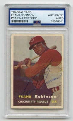 FRANK ROBINSON VINTAGE BP Signed 1957 Topps ROOKIE #35 Reds HOF PSA/DNA Encap A - Image 1 of 2