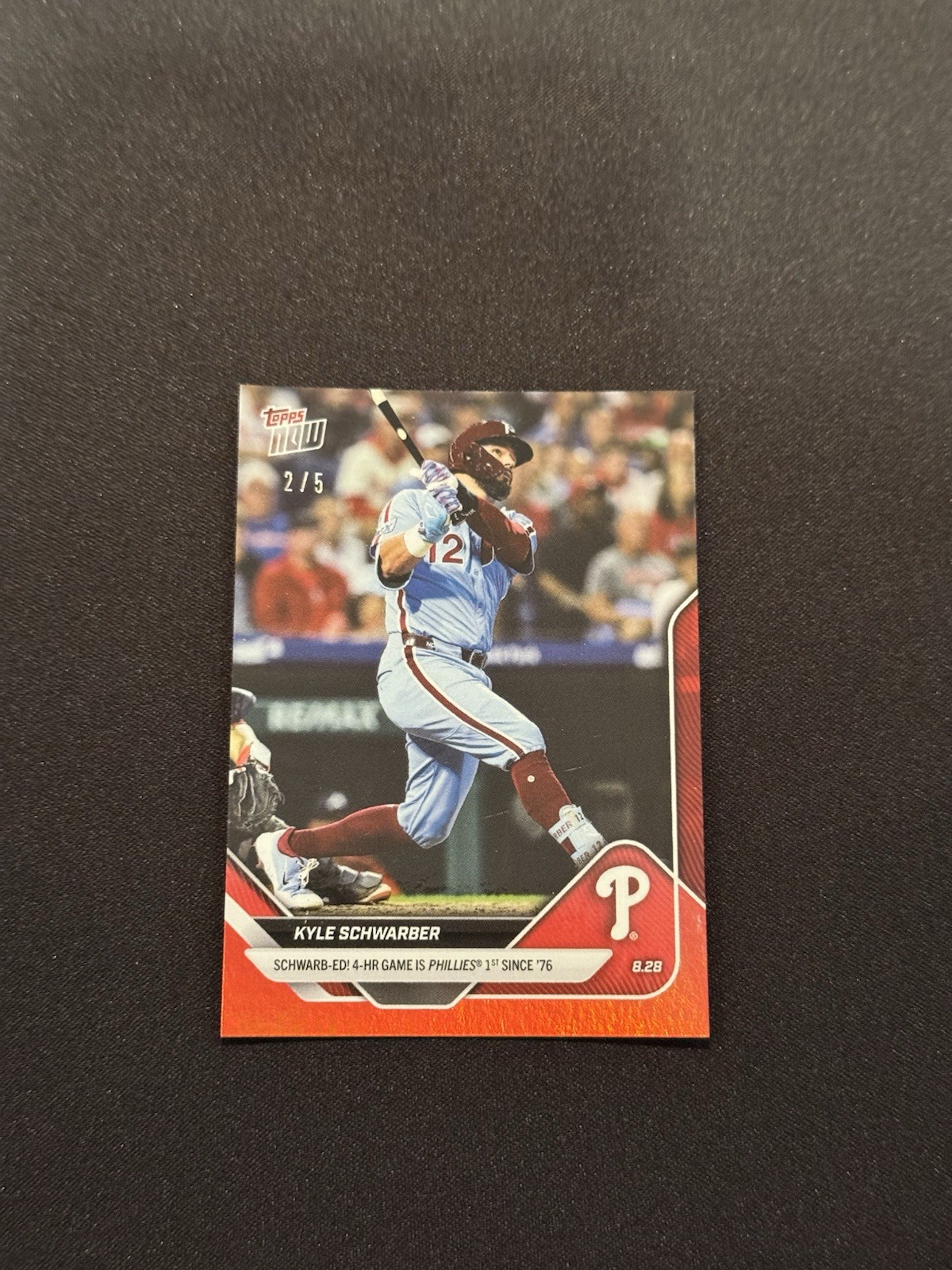 Kyle Schwarber 4 HR Game 2025 MLB Topps NOW Card 625 Red Foil /5