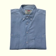 LEVI'S VTG 90s RETRO SILVER TAB DENIM BLUE JEAN COTTON BUTTON DOWN SHIRT 1994 L