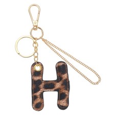 Initial Letter Keychain Letter H - Leopard Alphabet Key Chain, Gold