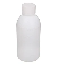 Graduated 250 ml Plastic Bottle HDPE White Watertight Screw-Top Lid w Inner Cap