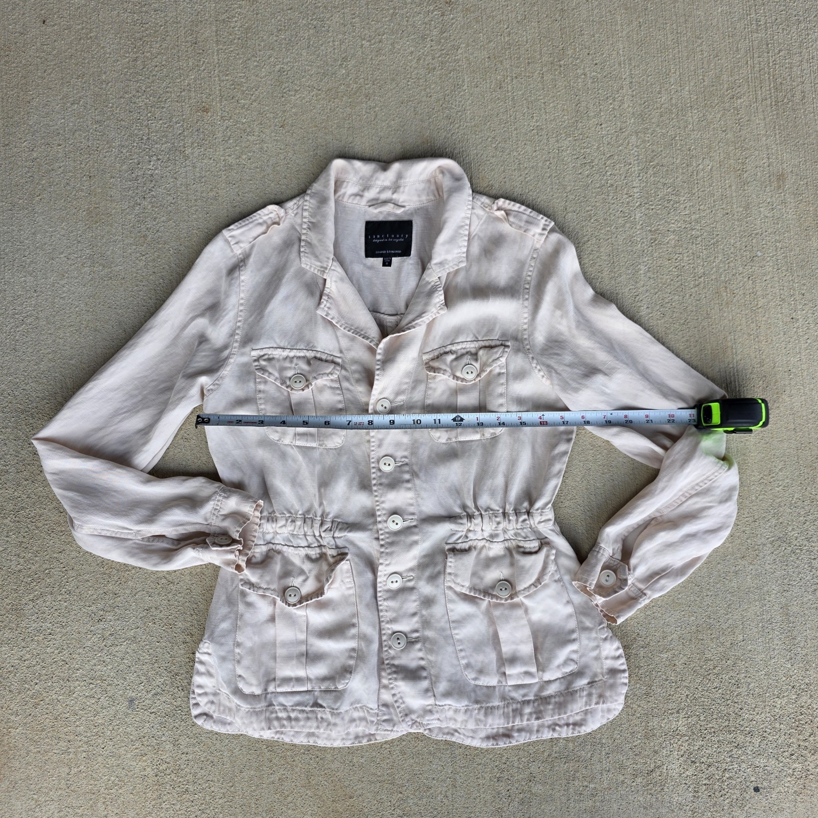 Sanctuary Utility Jacket Beige Button Front Long … - image 7