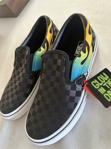 Vans Claasic Slip On Glow In Dark Flame 5.5 Jr / women’s 7 - Picture 3 of 6