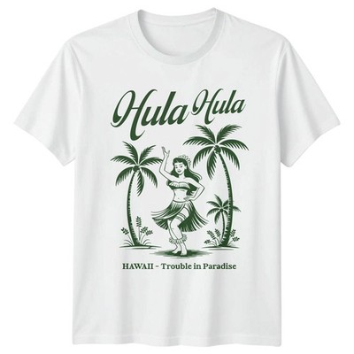 Hula Hula Hawaii Trouble In Paradise Travel Tee Men Womens Graphic Shirt
