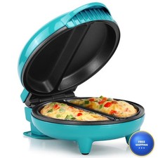 Holstein Housewares Stainless Steel Omelet & Frittata Maker 2 Section Teal