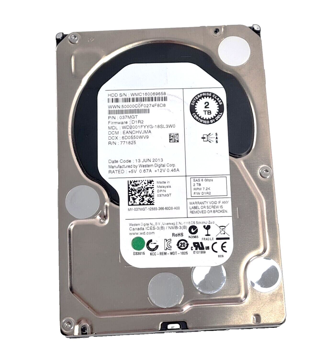 2TB SAS 3.5"" 7200RPM 6Gb/s HDD - 37MGT