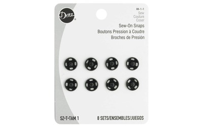 Size 1 Black Brass Sew On Snaps 8 Sets Durable Garment Closures for Apparel