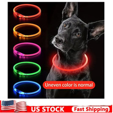RECHARGEABLE LED Light-up Flash GLOW COLLAR Dog Pet Safety MICRO USB adjustable