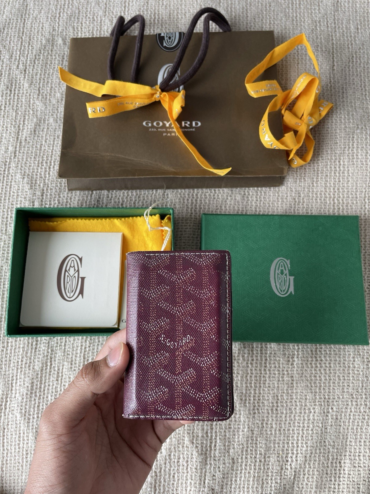 Goyard Saint Pierre Burgundy Leather Card Wallet Authentic Luxury