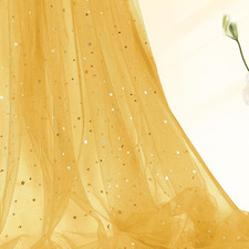 Gold Glitter Tulle Fabric Rolls 54 Inch Wide by 10 Yard Star Moon Sequin Tulle R