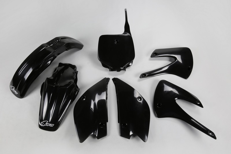 Kit plastique OVNI noir pour Kawasaki KX85 polypropylène flexible