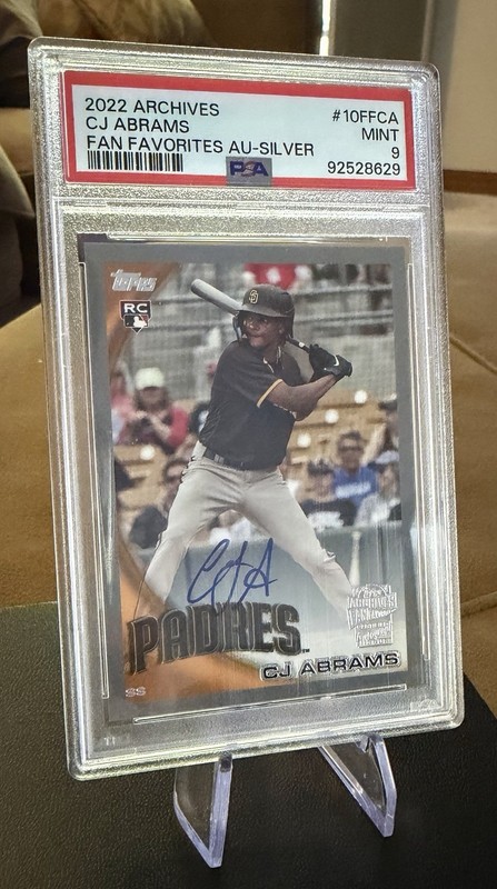 2022 Topps Archives CJ Abrams RC #’d /99 Fan Favorites Autographs Silver PSA 9