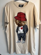 Super Massive Teddy Bear Graphic T-Shirt XL Beige Streetwear Casual Tee