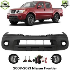 Front Bumper Cover Primed Plastic Fog Lights Kit For 2009-2021 Nissan Frontier