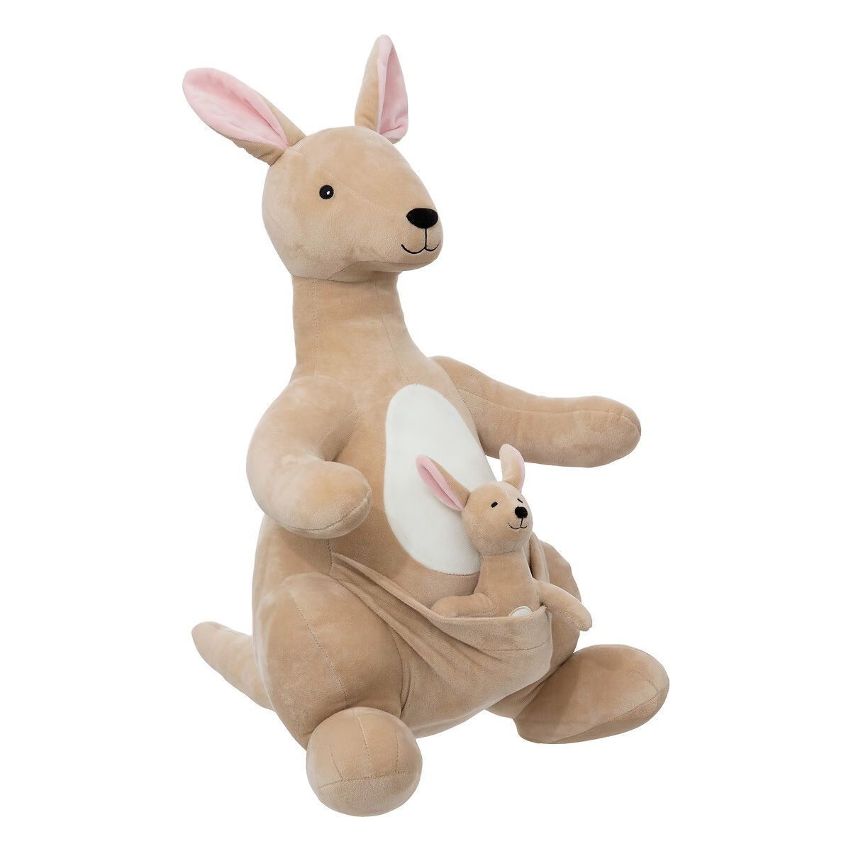Peluche kangourou XL Blake beige de 63cm pour décorer la chambre