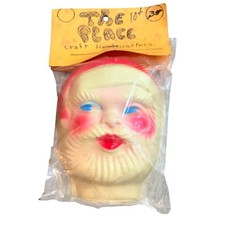 Vintage Santa Claus Face Mask Craft Supply Retro Christmas Plastic Head 4.5in
