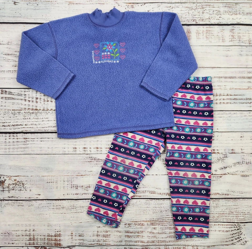 Conjunto de leggings vintage de vellón púrpura y estampado de 4T con diseño y Okie Dokie de los 90 Foto 2 de 4