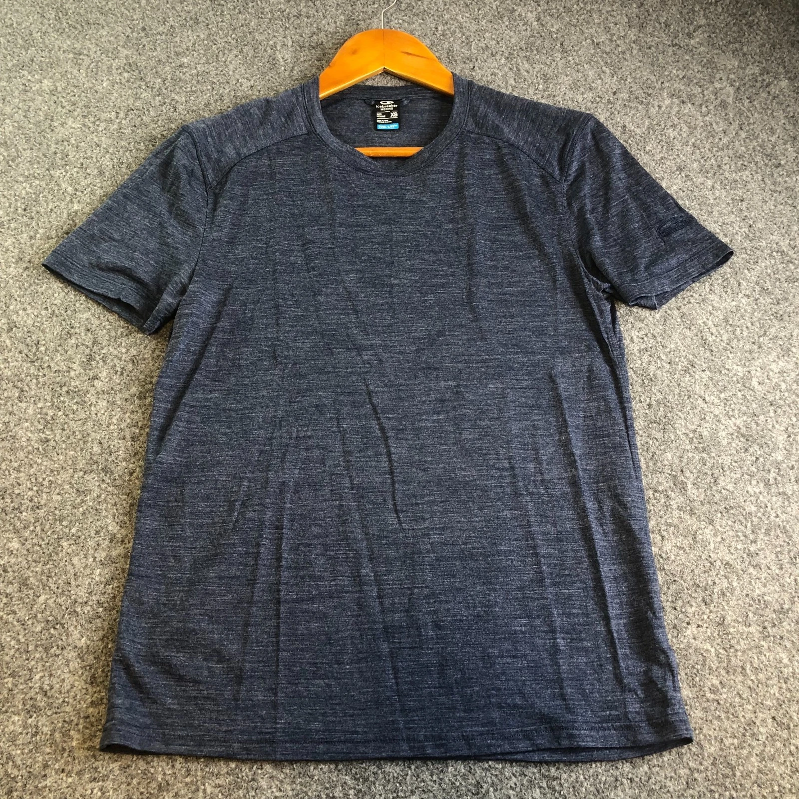 Icebreaker Shirt Men Extra Small Blue Cool-Lite Merino Wool Crew Tee Base Layer