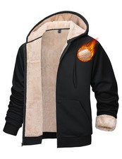 Men's Zip Up Hoodie Sherpa Lined Hooded Sweatshirt Winter Heavyweight Hoodies...