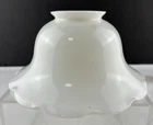 Vintage Scalloped Edge Milk Glass Bell-shaped Ruffled Lamp Light Shades 2.25"