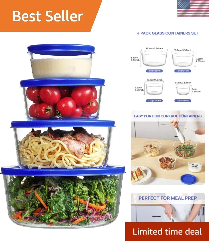 Borosilicate Glass Bowls Set - Safe & Stylish Meal Prep Containers