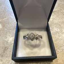 JD Signed Designer 925 Sterling Silver Engagement Ring Genuine Diamonds Size 7