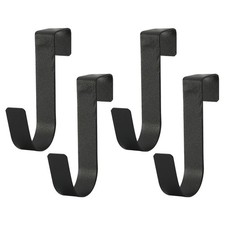 4 PCS Over Cabinet Door Hooks Heavy Duty Metal J-Hooks Hold Up To 7 lbs Black