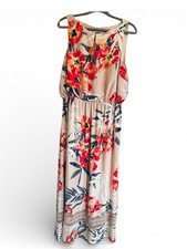 Adrianna Papell Blush PinkFloral Maxi Dress Sleeveless Lace Cutout Red Size 14