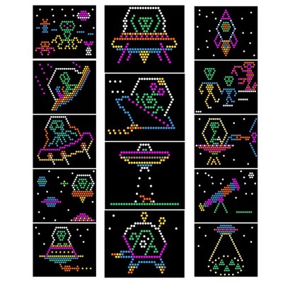 Alien Space Theme Pattern Refill Sheets for Lite Brite 14 Pack