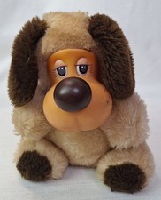Vintage RUSS WALDO Plush Puppy DOG Stuffed Animal Brown Toy Sqeaky 8" Vtg