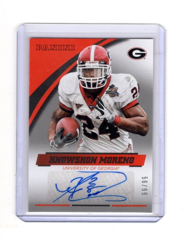 2015 PANINI GEORGIA BULLDOGS KNOWSHON MORENO SILVER AUTO 56/99 DENVER BRONCOS
