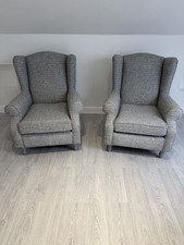 Pair Of Next Sherlock Regular Chairs Light Grey Chunky Boucle