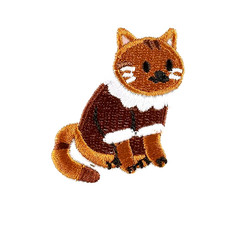 Embroidered Cat Iron-on Patch 2 1/4 x 1 1/2-inch FREE SHIPPING