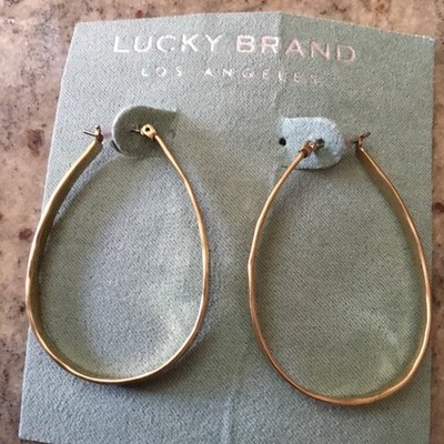 LUCKY BRAND GOLD TONE HANGING HOOP EARRINGS, NWOT