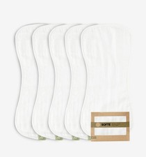 Keababies Softe Muslin Burb Cloth- Pack Of 5- Soft White