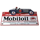 Vintage Mobil Sign - Old Race Car Service Gas Pump Service Porcelain Sign
